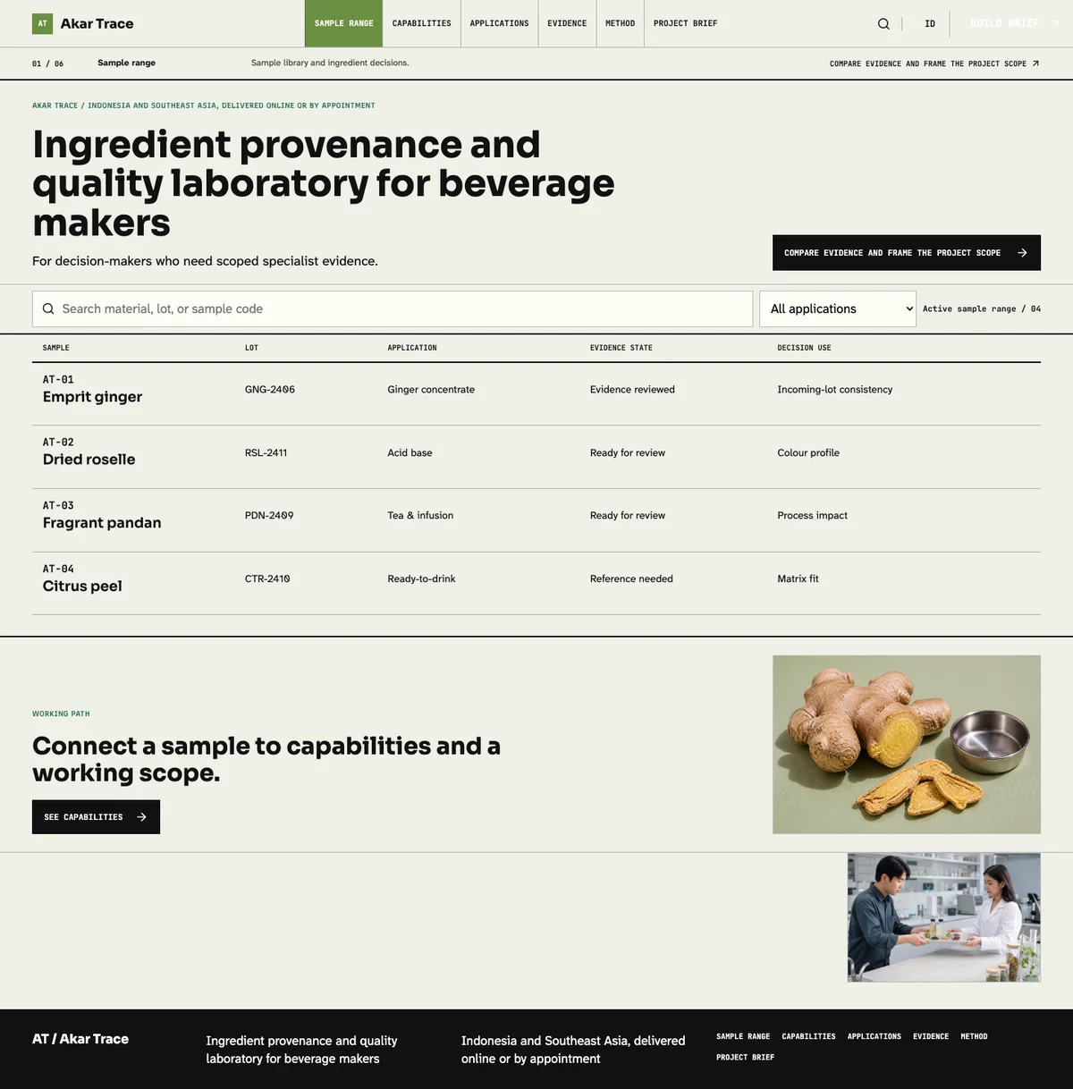 Akar Trace: Sample range page