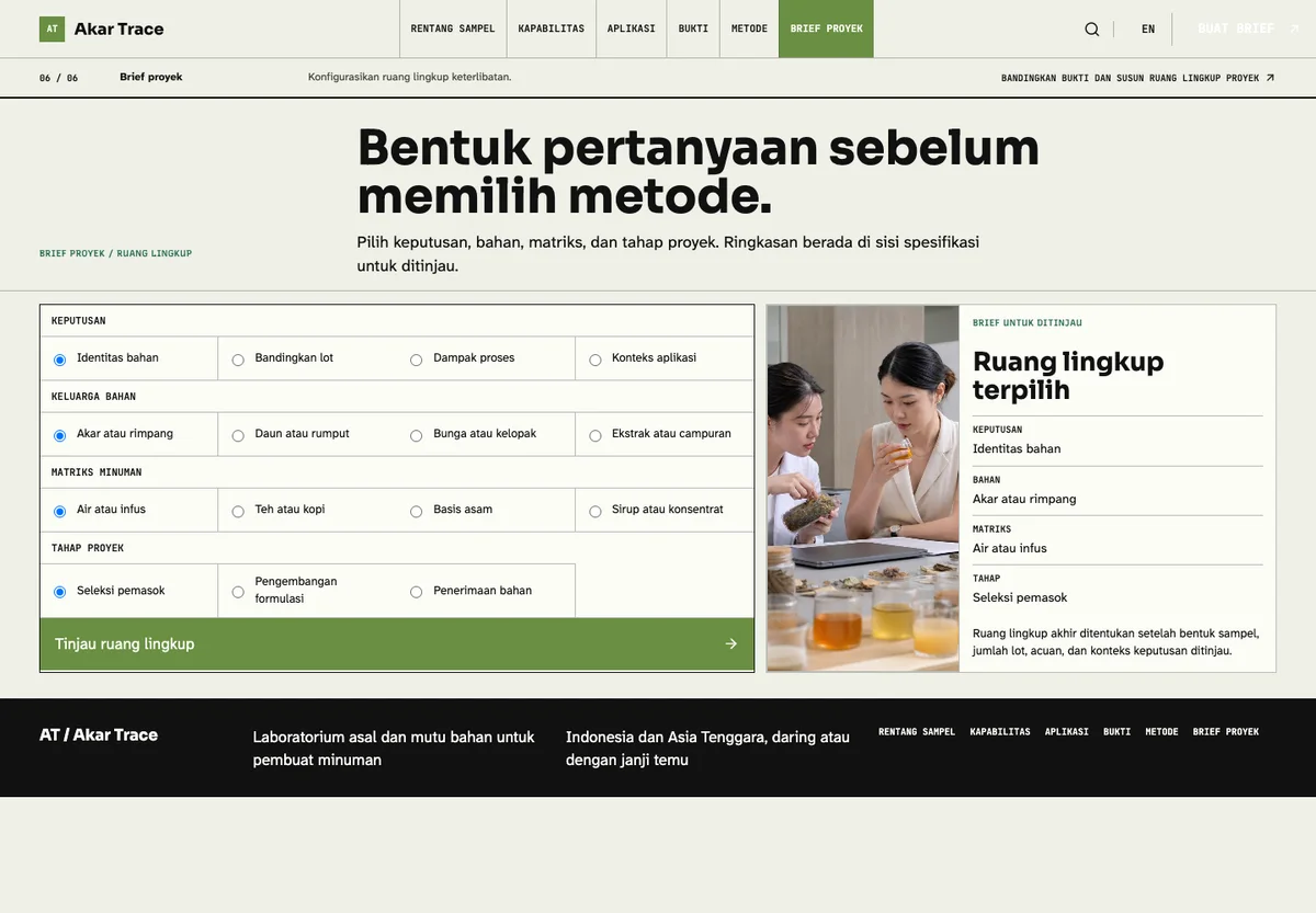 Akar Trace: halaman Brief proyek