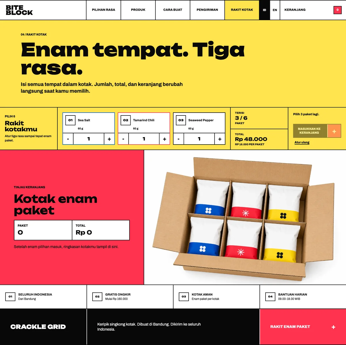 Crackle Grid: halaman Rakit Kotak