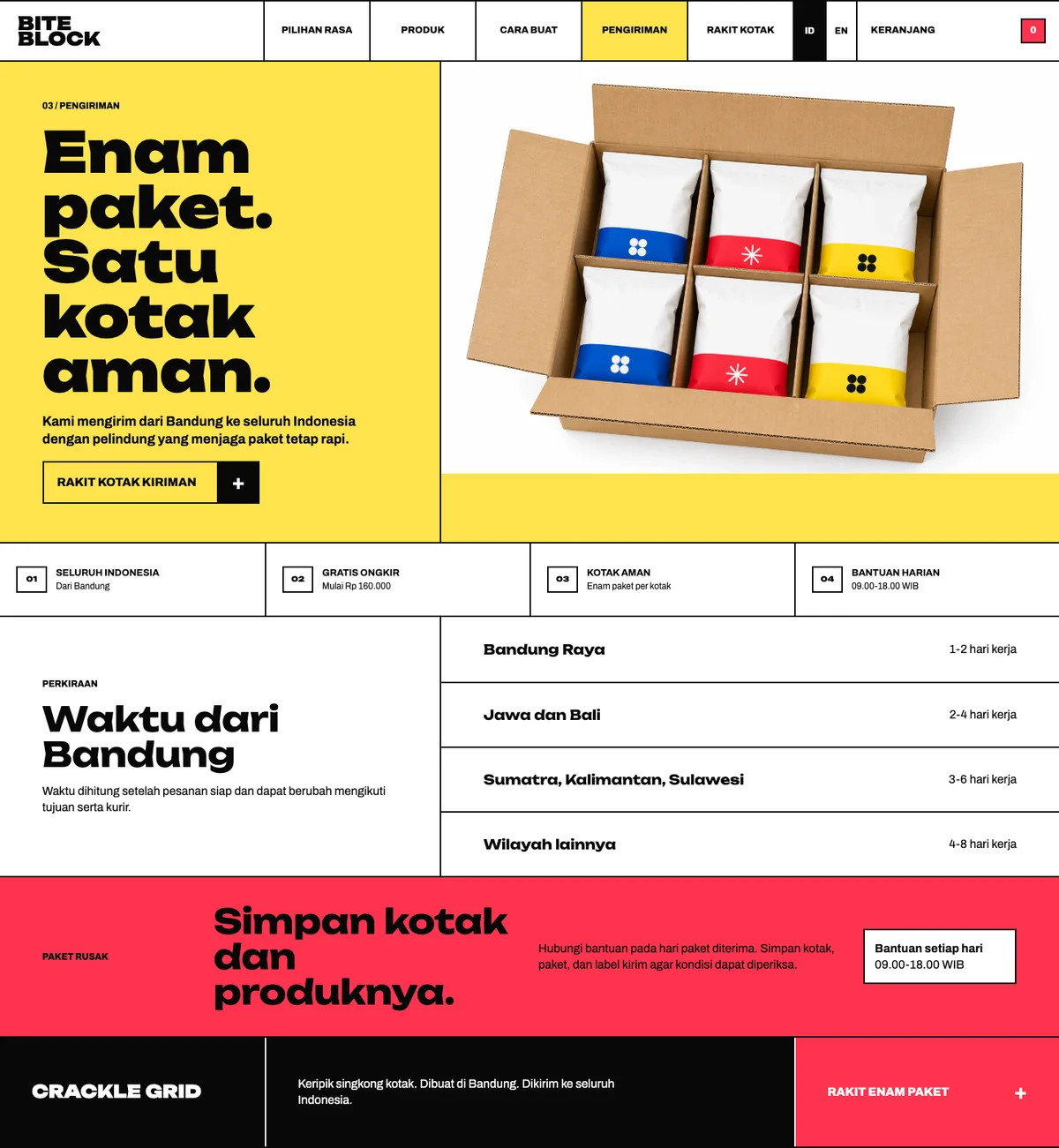 Crackle Grid: halaman Pengiriman