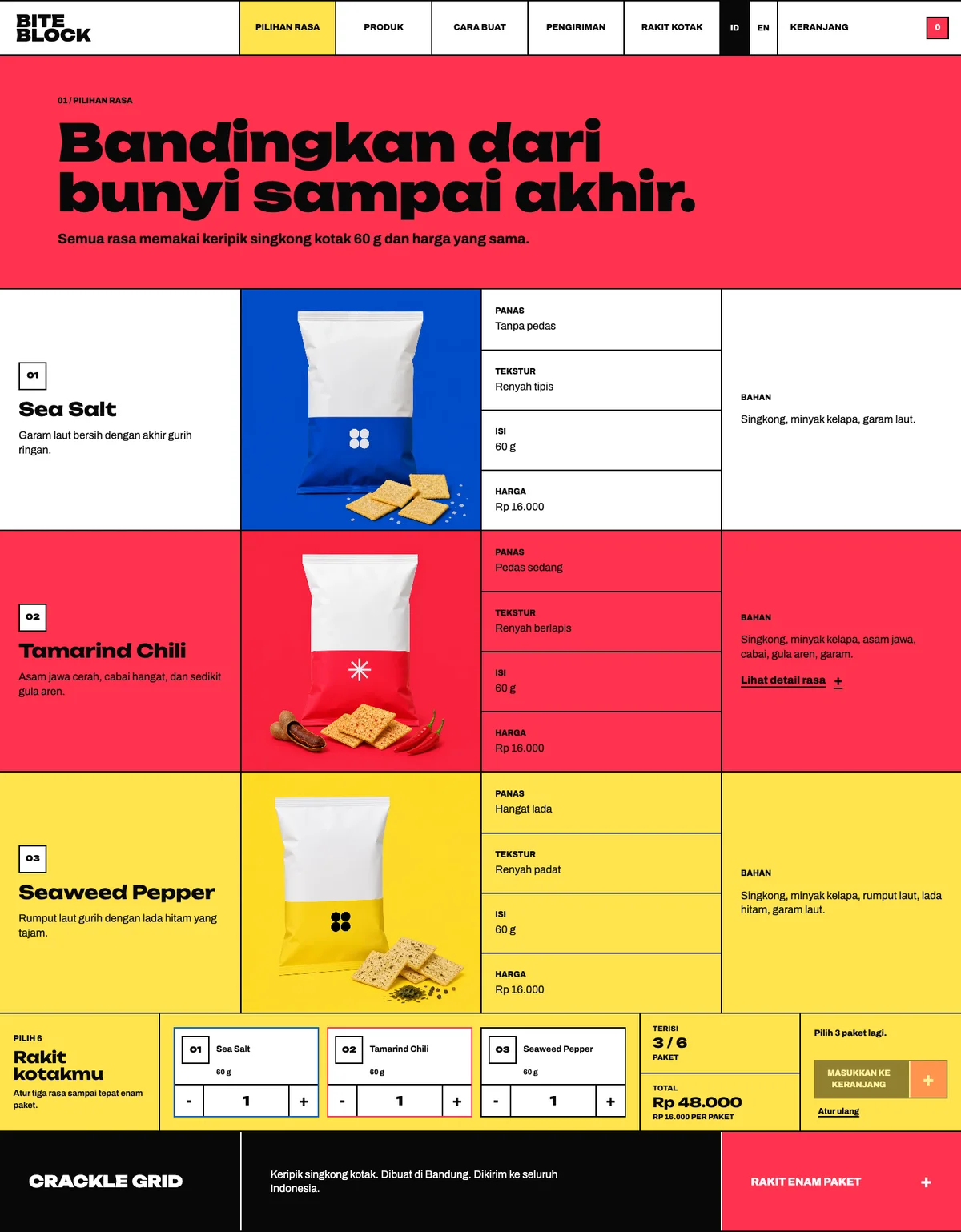 Crackle Grid: halaman Pilihan Rasa
