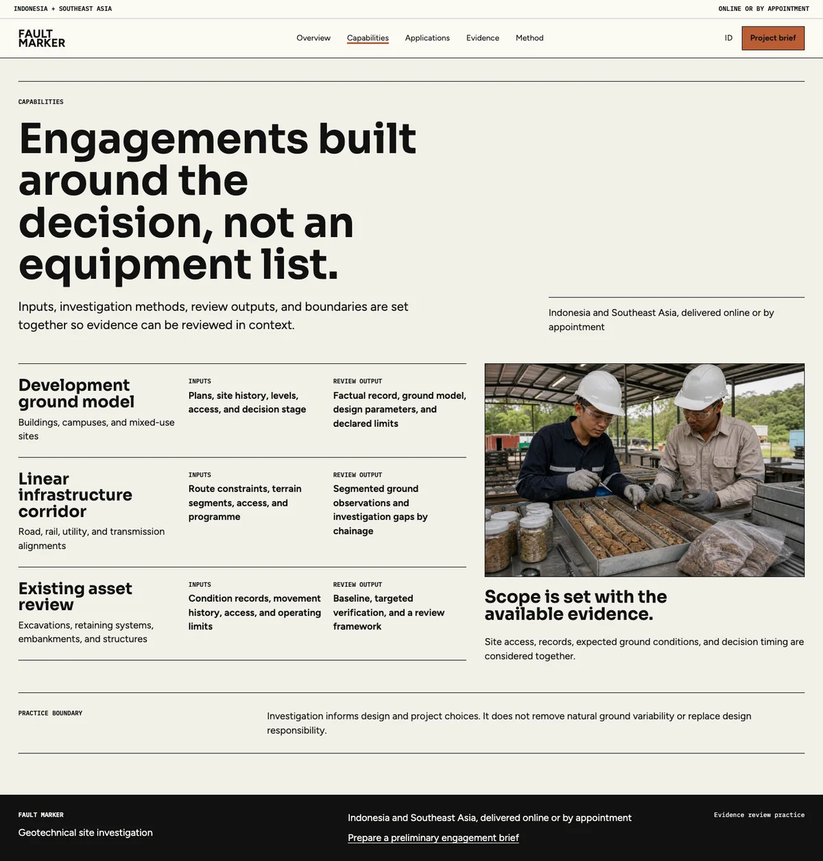 Fault Marker: Capabilities page
