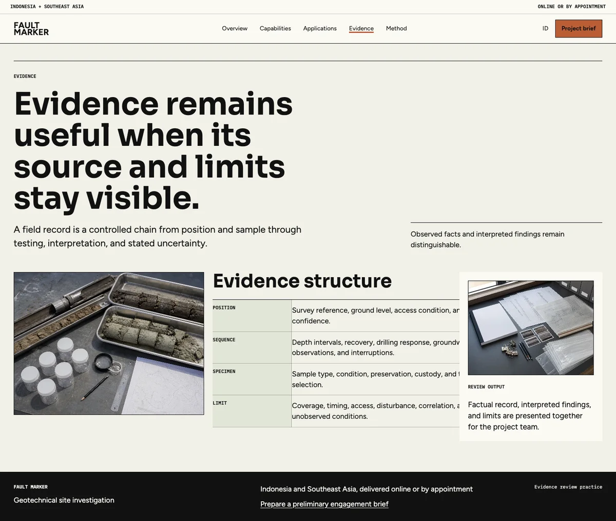 Fault Marker: Evidence page
