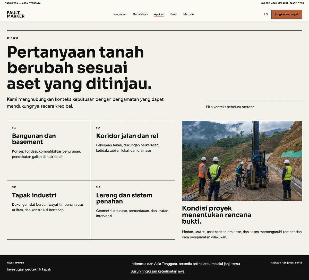 Fault Marker: halaman Aplikasi