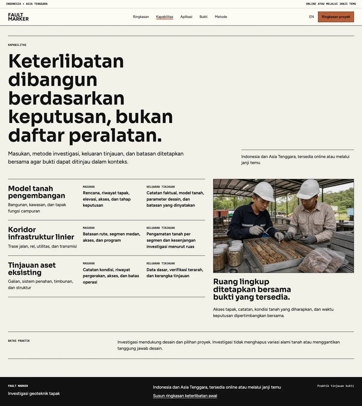 Fault Marker: halaman Kapabilitas