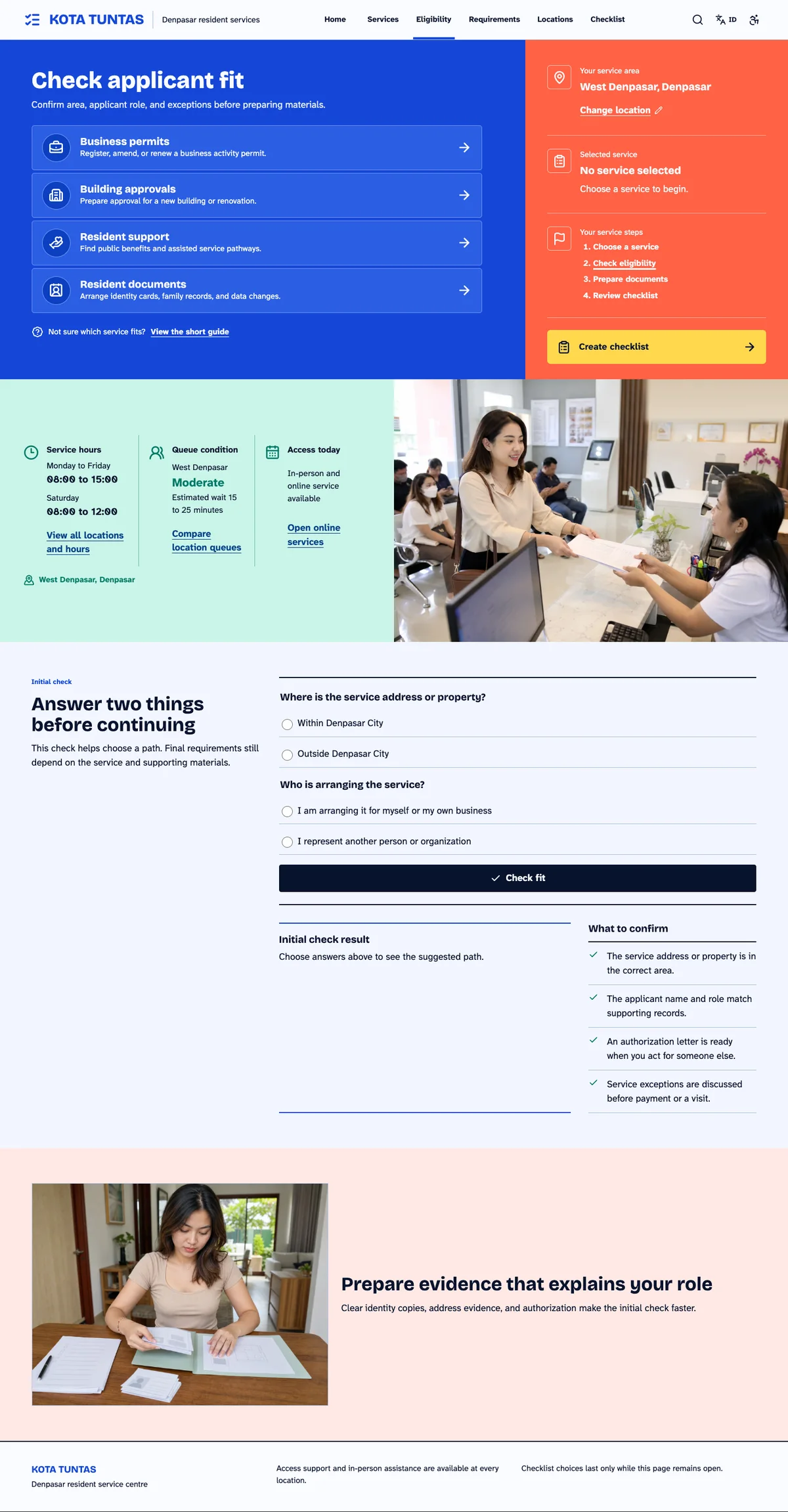 Kota Tuntas: Eligibility page