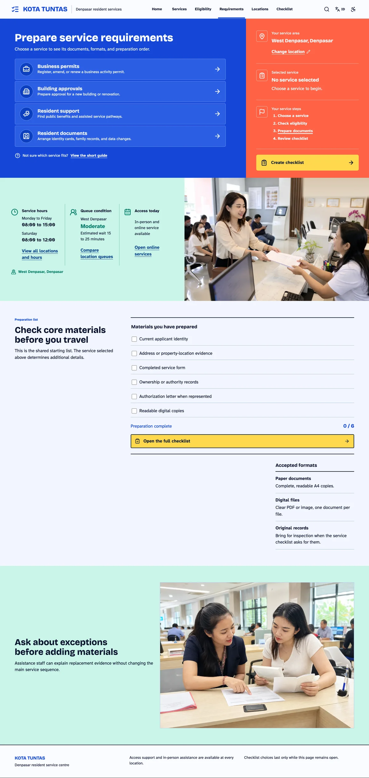 Kota Tuntas: Requirements page