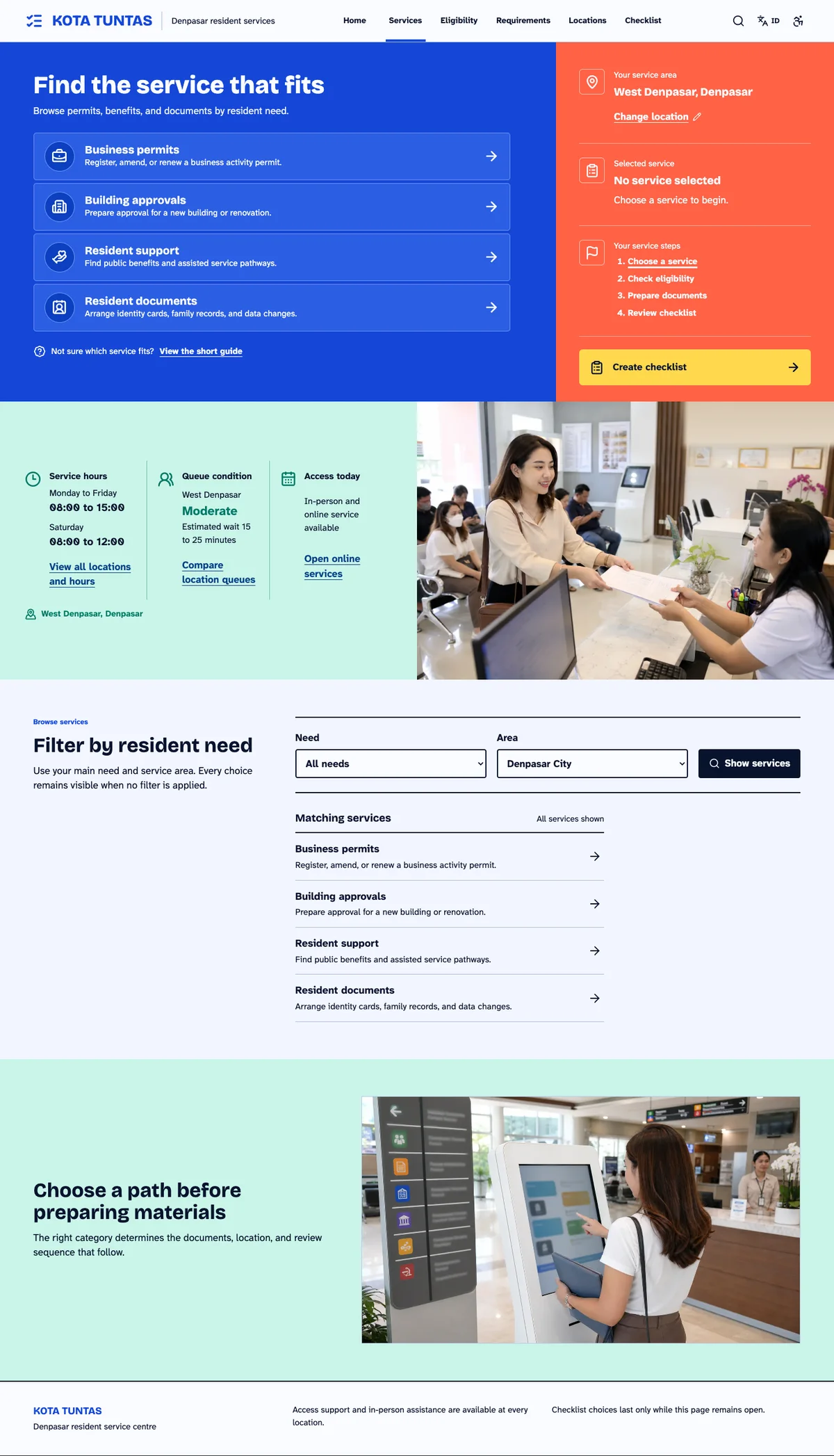 Kota Tuntas: Services page