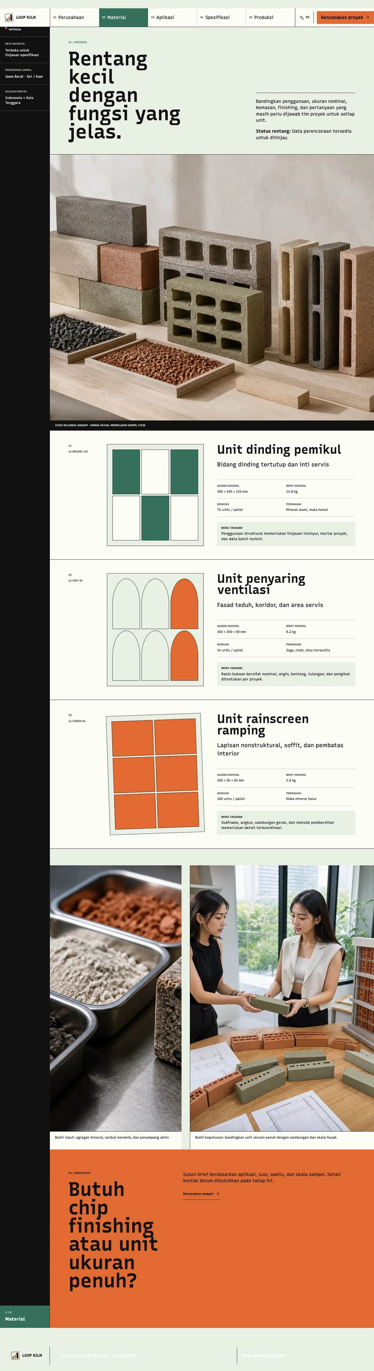 Loop Kiln: halaman Material