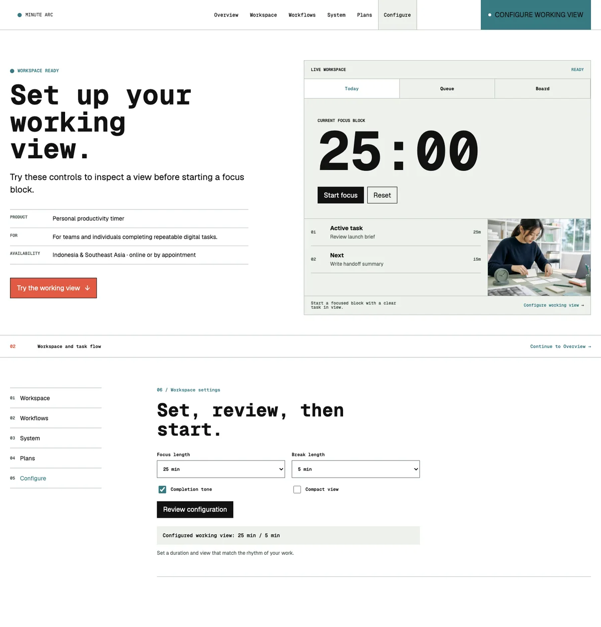 Minute Arc: Configure page