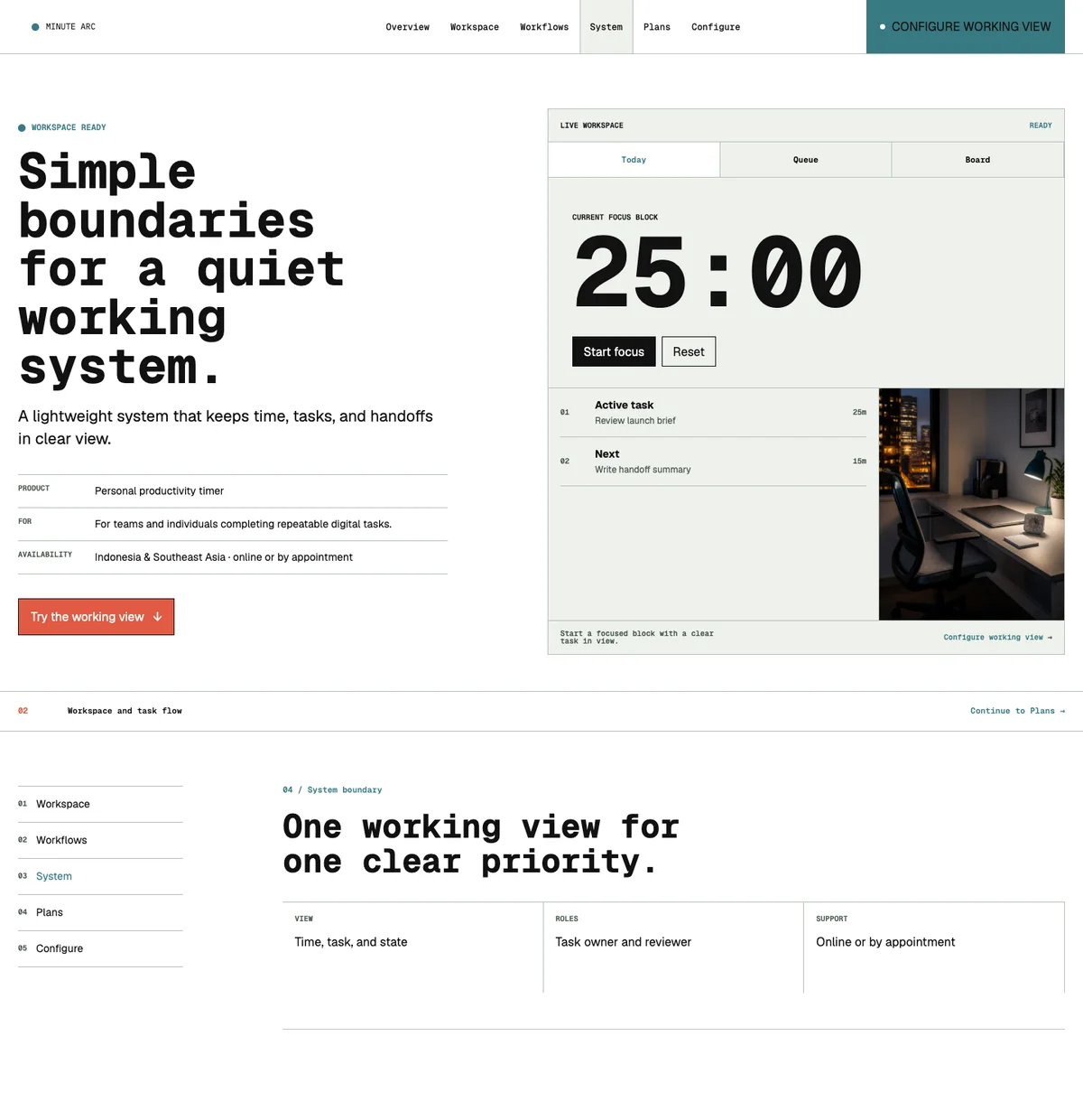Minute Arc: System page