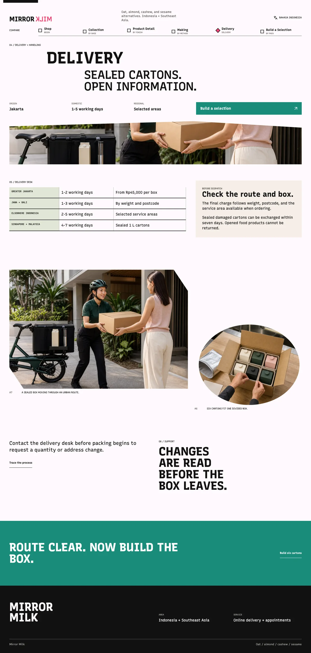 Mirror Milk: Delivery page