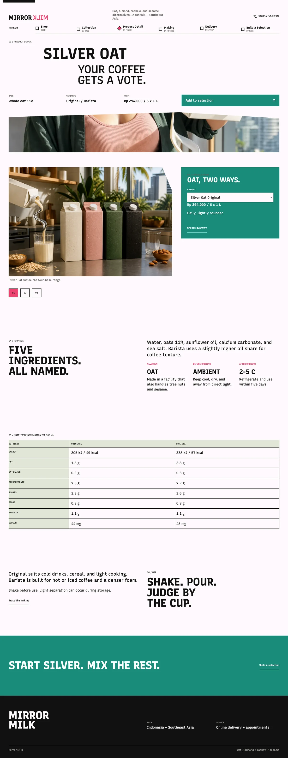 Mirror Milk: Product Detail page