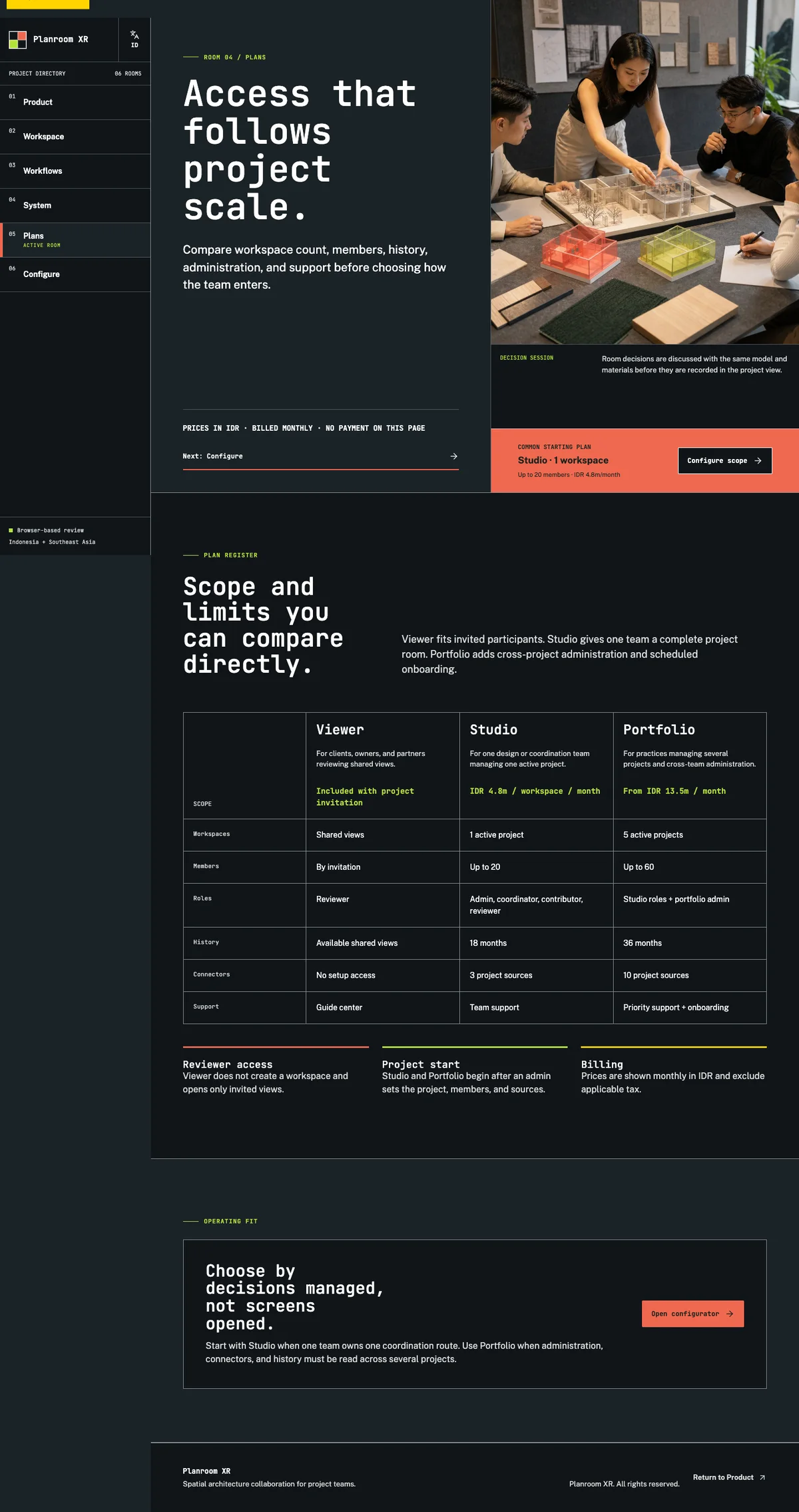 Planroom XR: Plans page