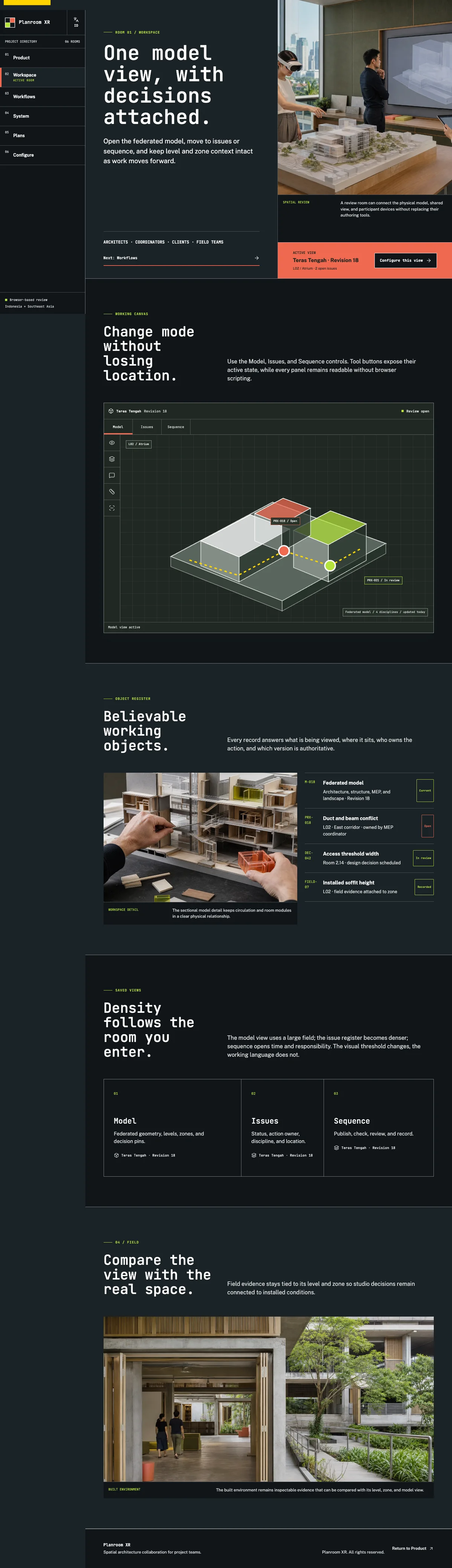 Planroom XR: Workspace page
