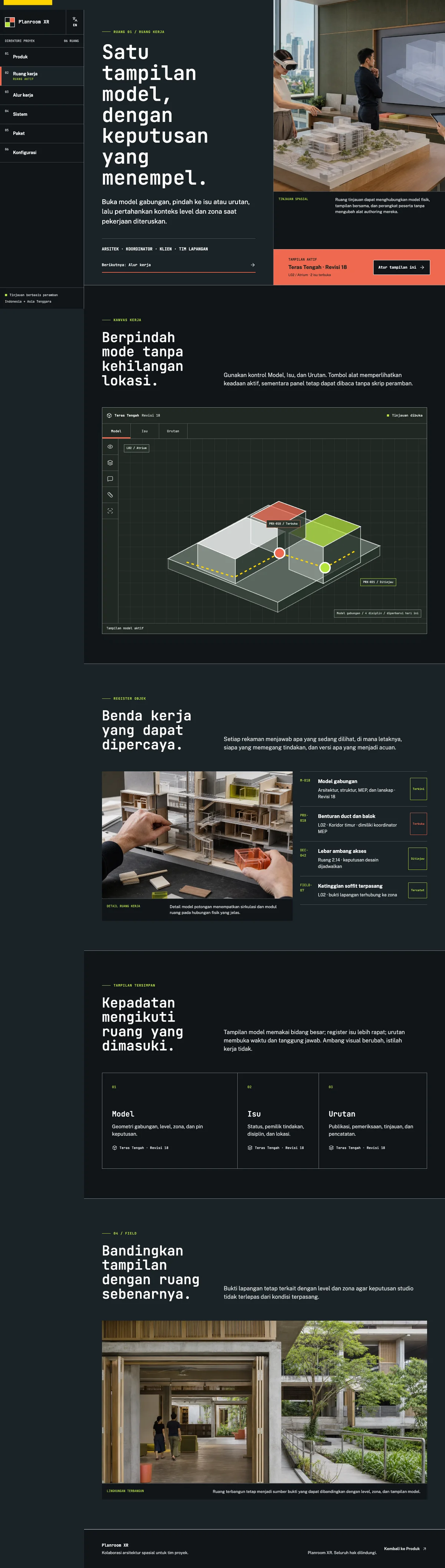 Planroom XR: halaman Ruang kerja