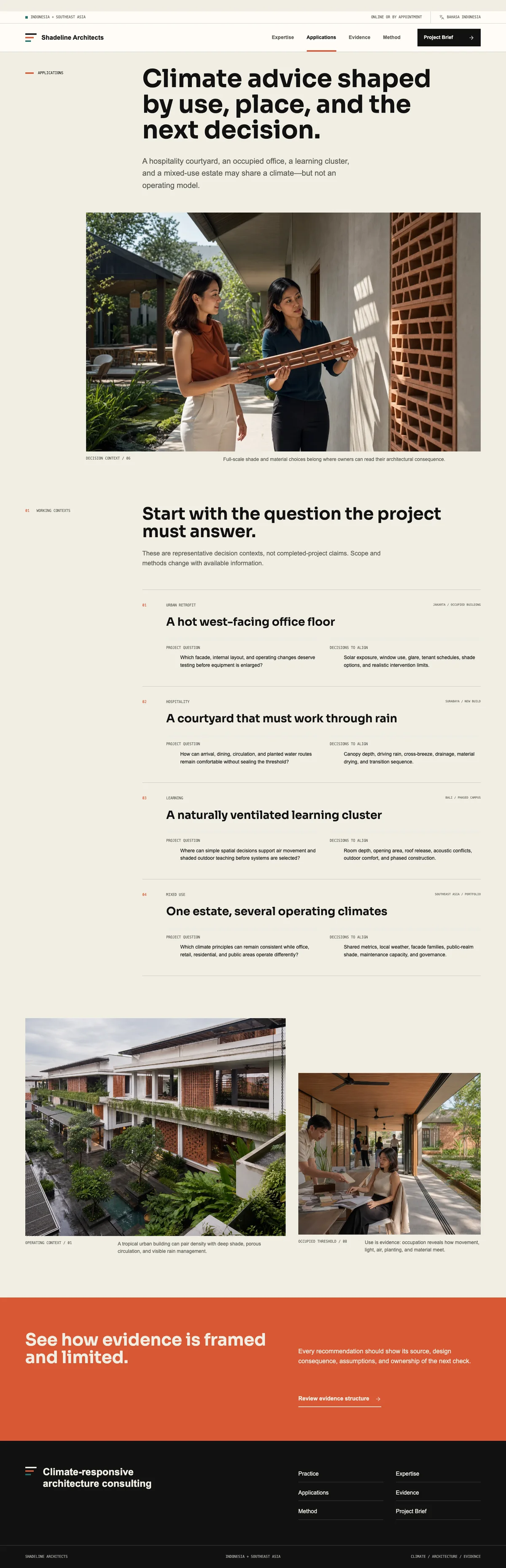 Shadeline Architects: Applications page