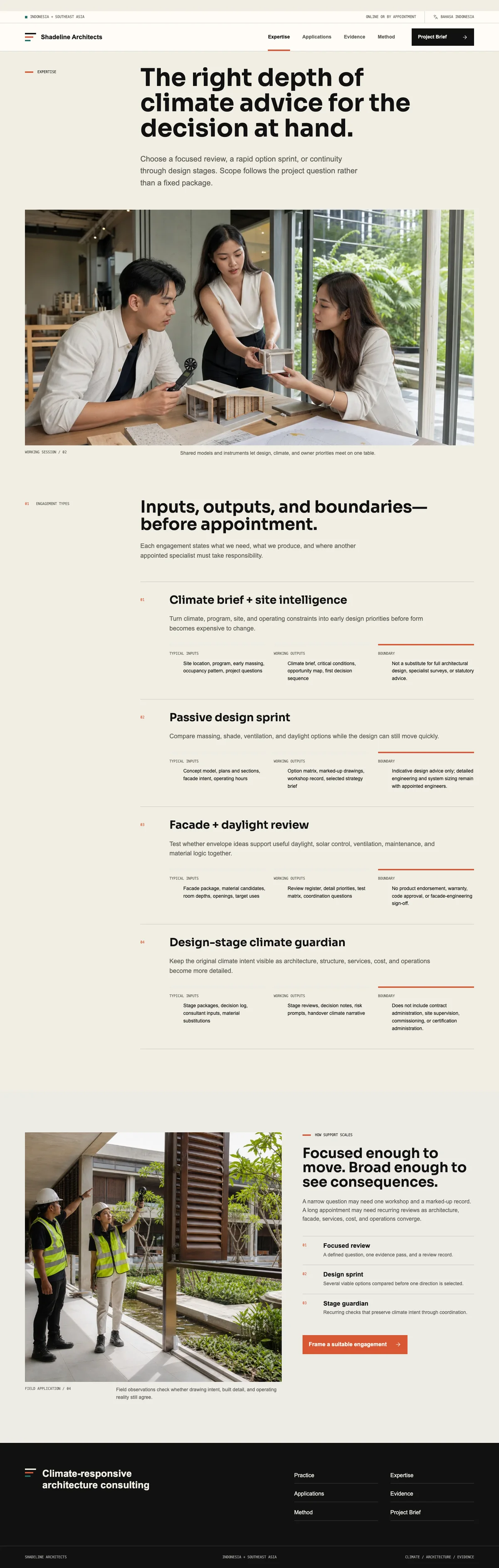 Shadeline Architects: Expertise page