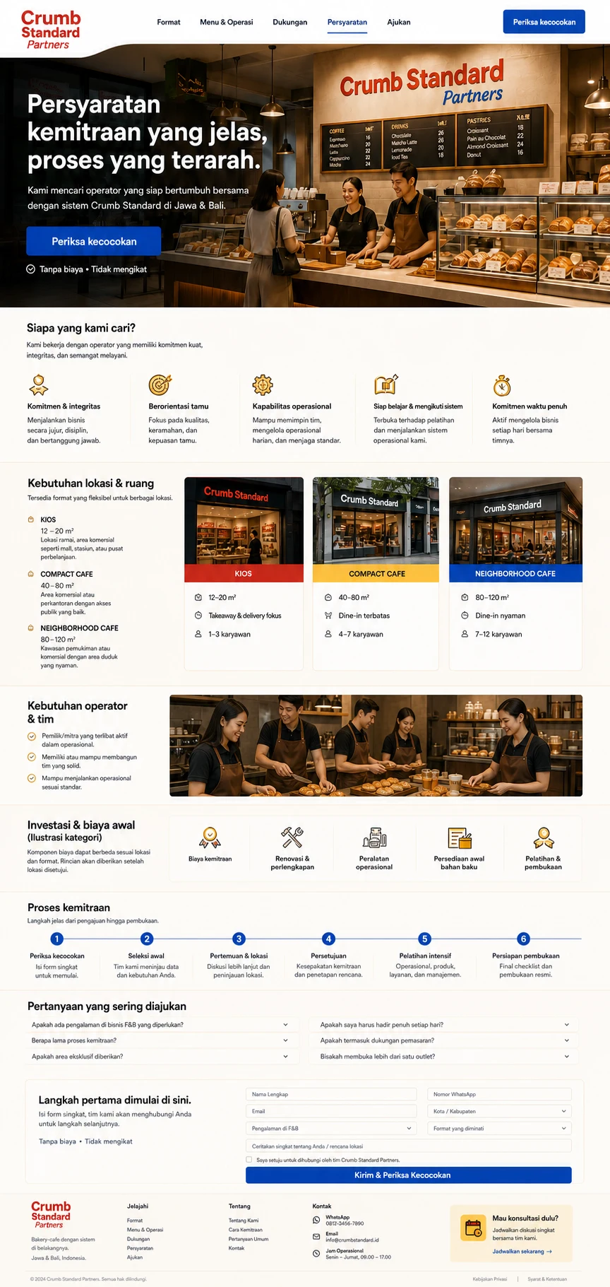 Crumb Standard Partners: konsep visual halaman Persyaratan lengkap.