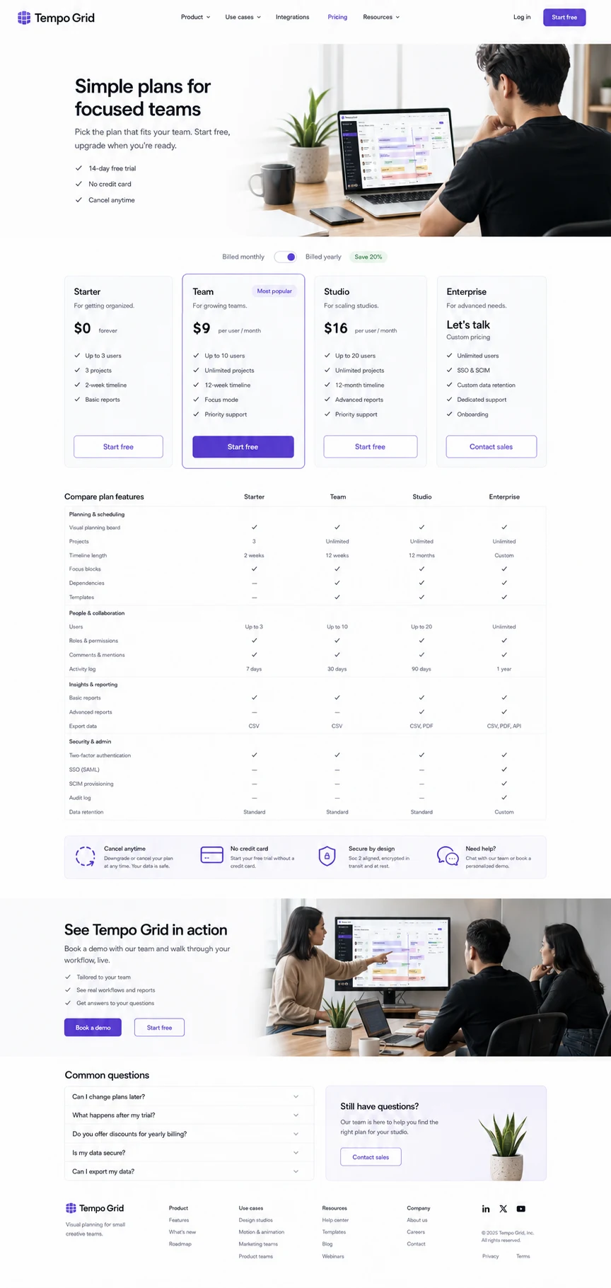 Tempo Grid: konsep visual halaman Harga lengkap untuk saas, app & digital product marketing.