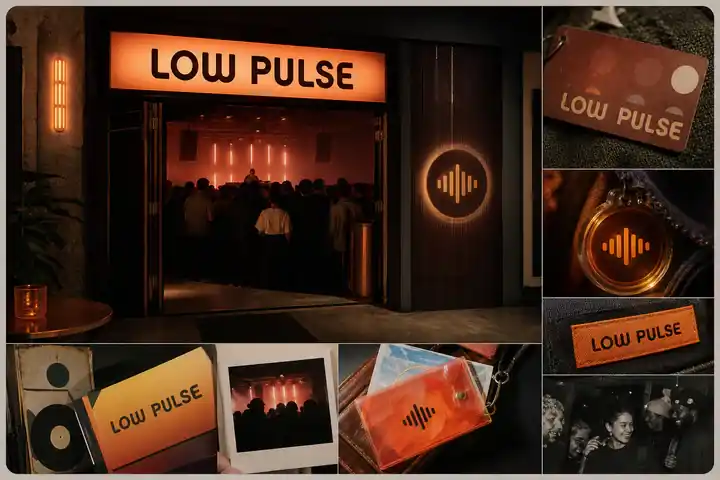 Contoh konseptual Soft Club System untuk LOW PULSE, sebuah konsep komunitas fiktif yang diterapkan secara terpadu pada identitas merek, gerak, ruang dan lingkungan.